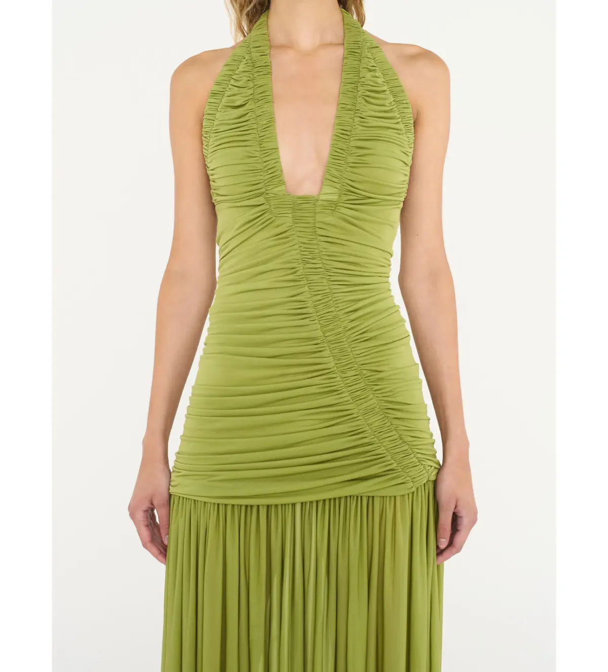 Christopher Esber Orion Gown Green Olive Size 6 - Image 2