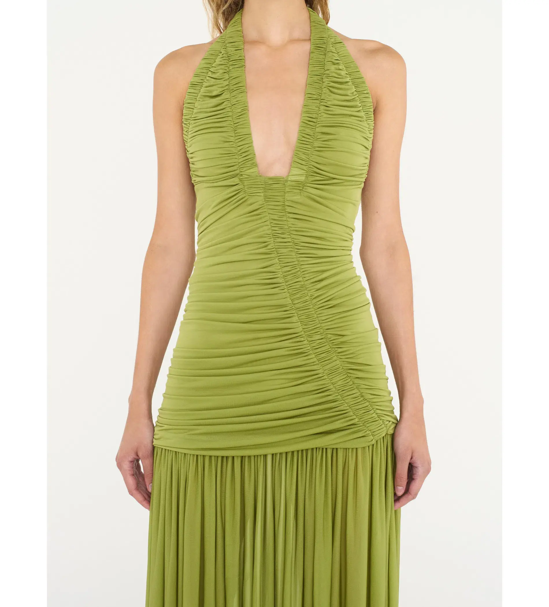 Christopher Esber Orion Gown Green Olive Size 6 - Image 2