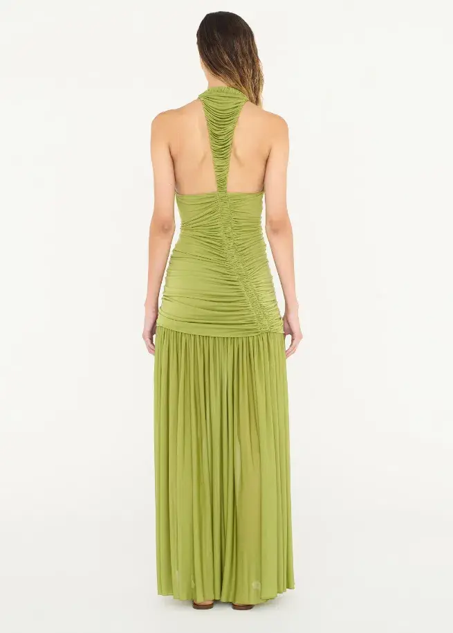 Christopher Esber Orion Gown Green Olive Size 6 - Image 3