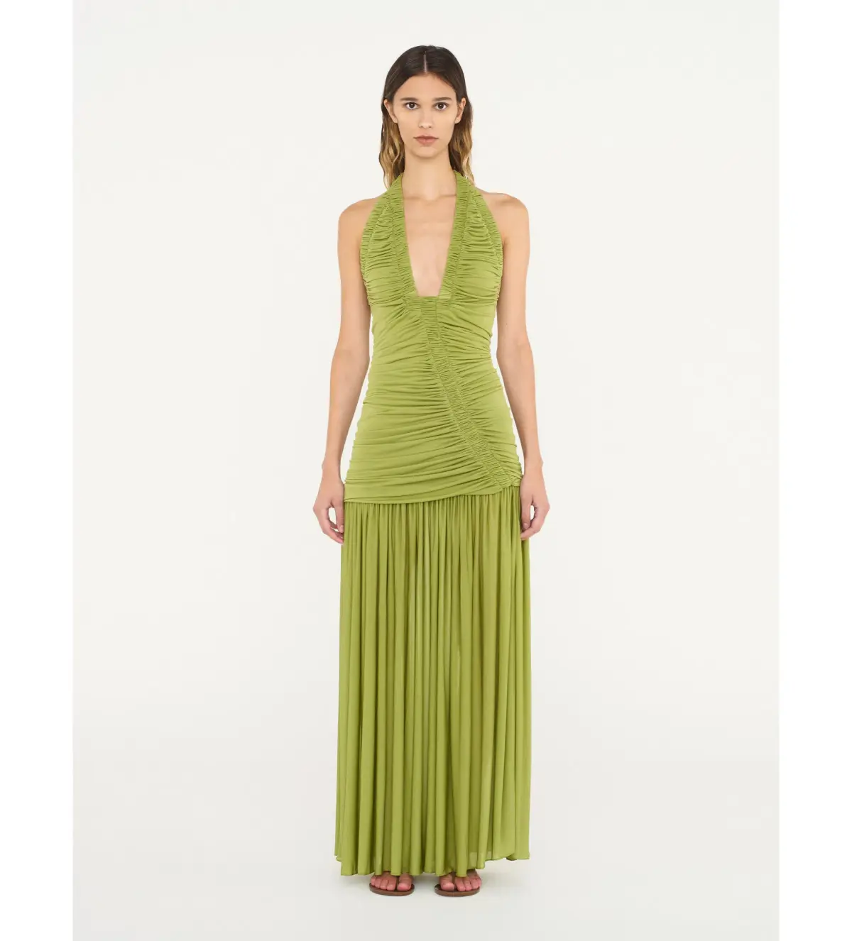 Christopher Esber Orion Gown Green Olive Size 6 - Image 1