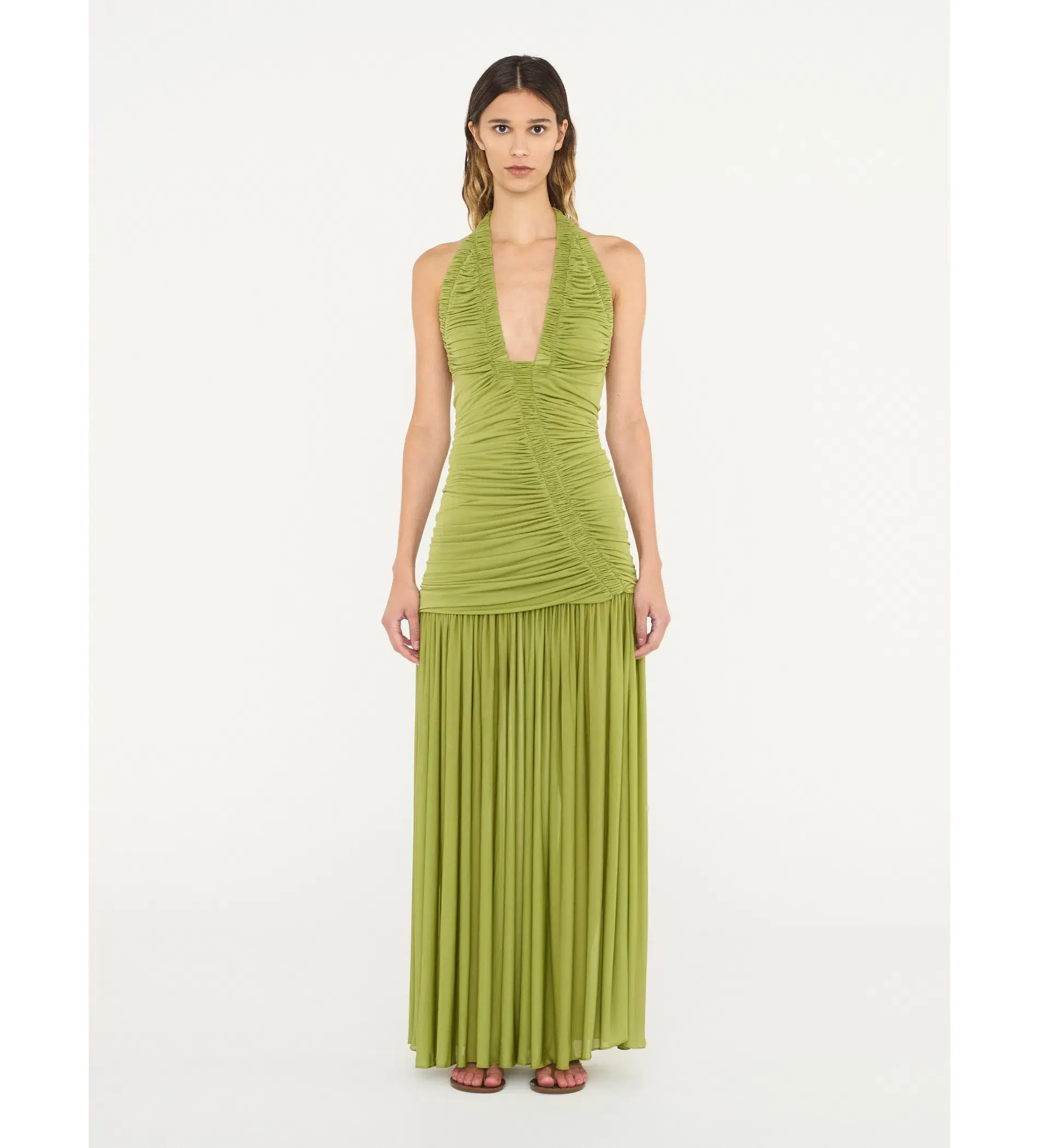 Christopher Esber Orion Gown Green Olive Size 6 - Image 1