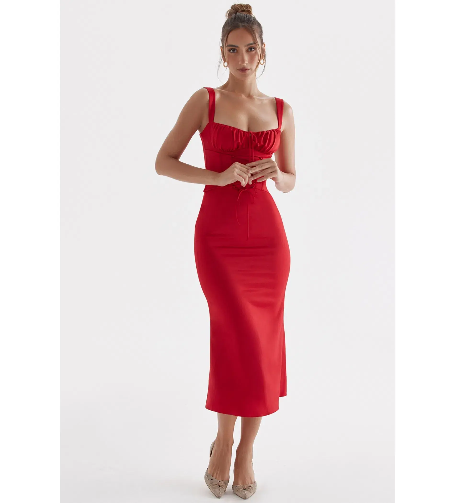 House Of Cb Valencia Corset Dress Red Rose Size 12 - Image 1
