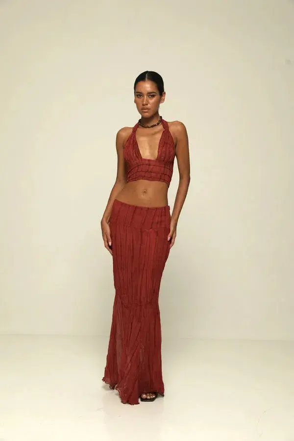 Ranaco Atelier Mini Top and Sirene Skirt Set Hibiscus Red Size S / AU 8 - Image 1