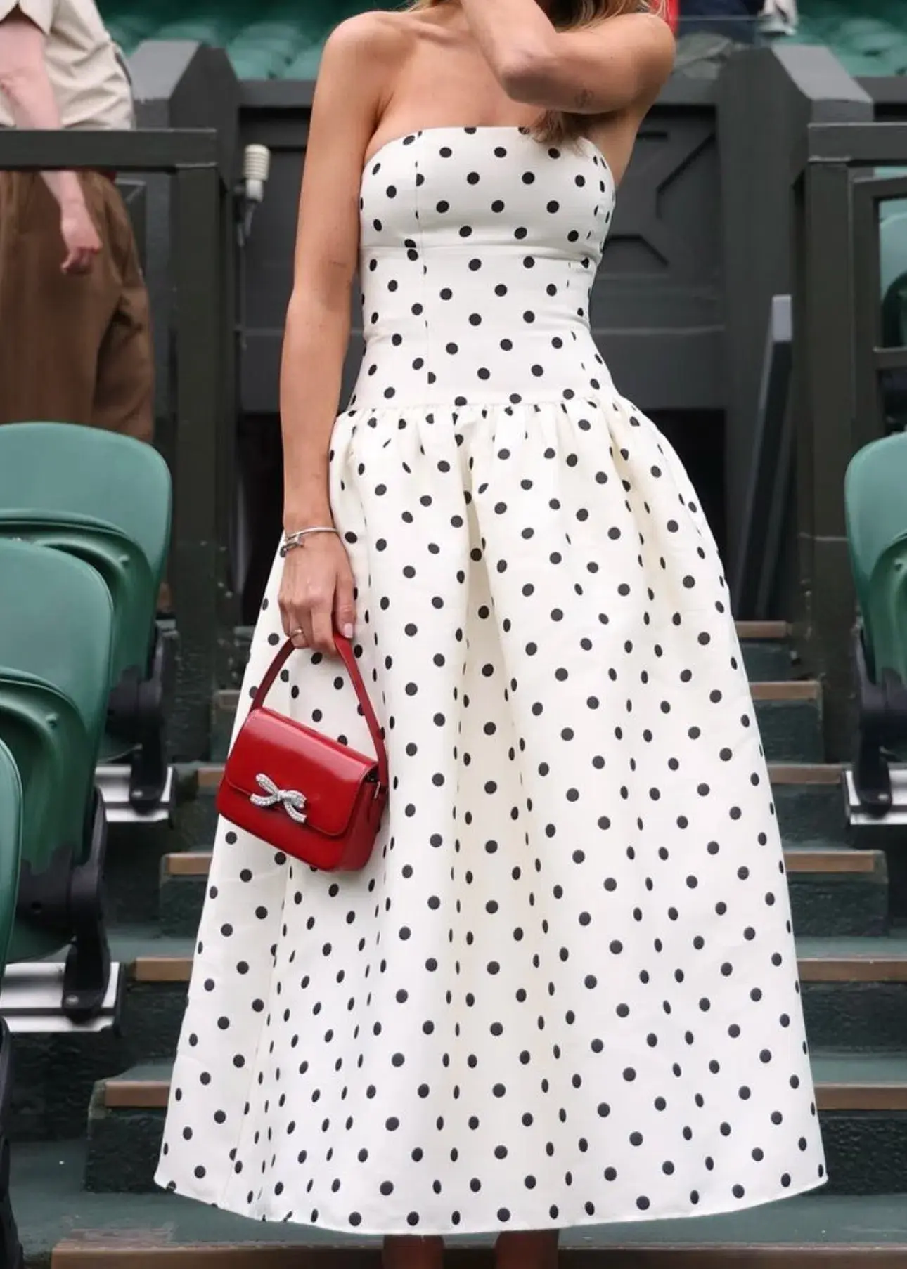 Self Portrait Taffeta Polka Dot Midi Dress Cream Size 6 - Image 5
