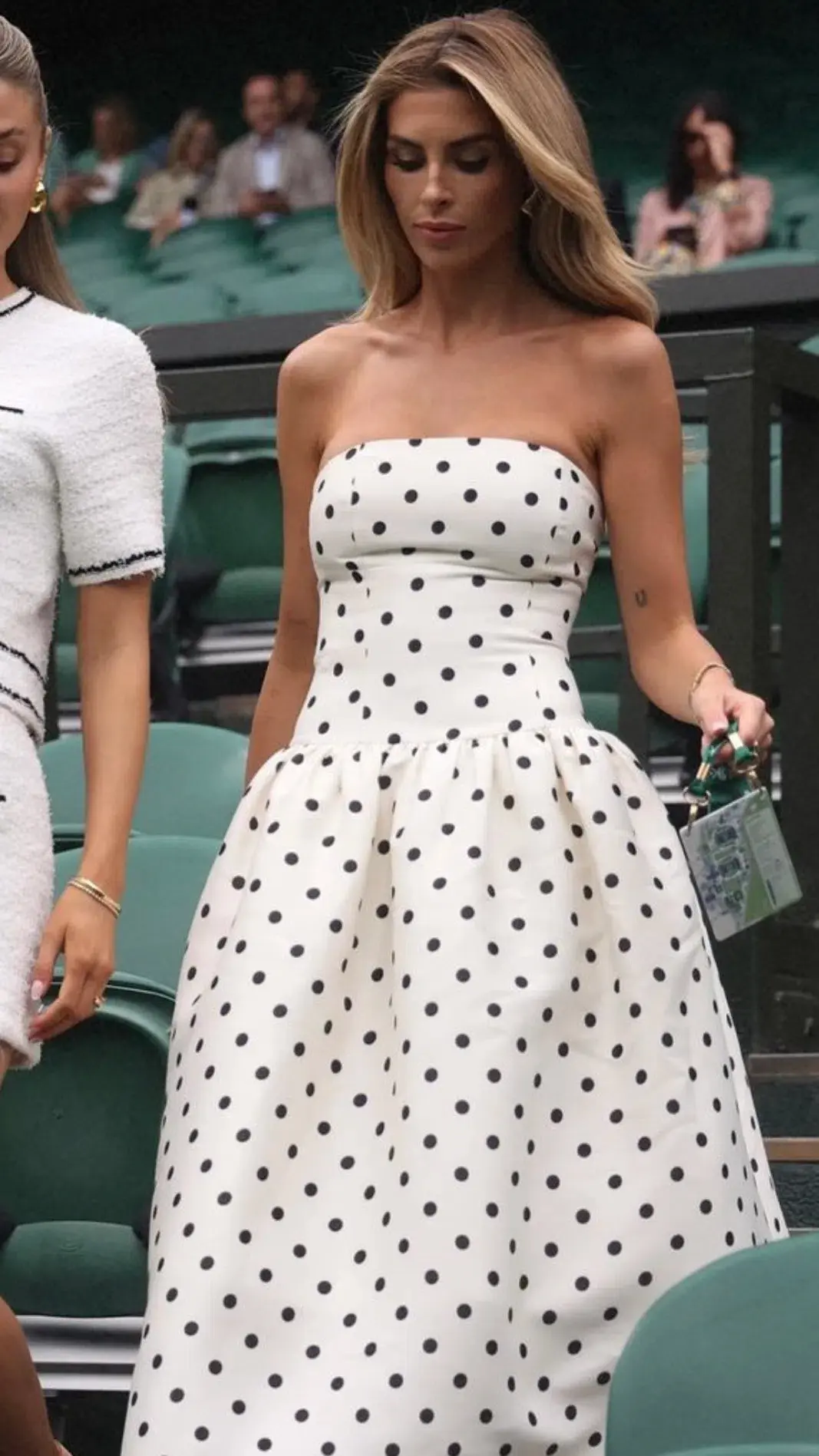 Self Portrait Taffeta Polka Dot Midi Dress Cream Size 6 - Image 4