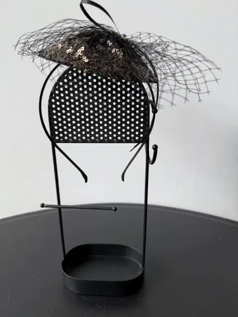 Mimco Sequined Headpiece with Veil Black One Size - Image 1