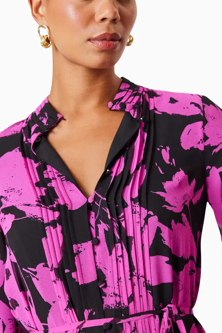 Elliatt Yuna Shirt Day Mini Dress in Pink Print Size 10  - Image 2