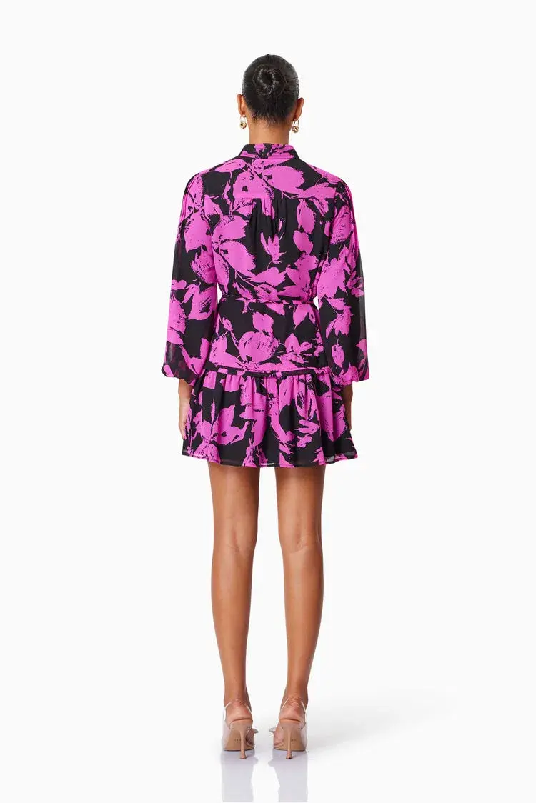 Elliatt Yuna Shirt Day Mini Dress in Pink Print Size 10  - Image 3