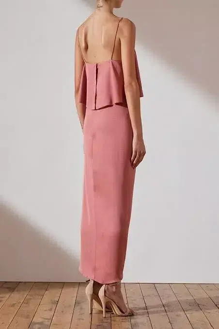 Shona Joy Luxe Cocktail Frill Satin Slip Bridesmaid Dress Rose Pink Size 10 - Image 4