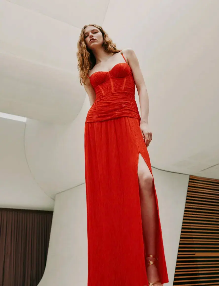 Manning Cartell Double Time Pleat Dress Red Size 8 - Image 6