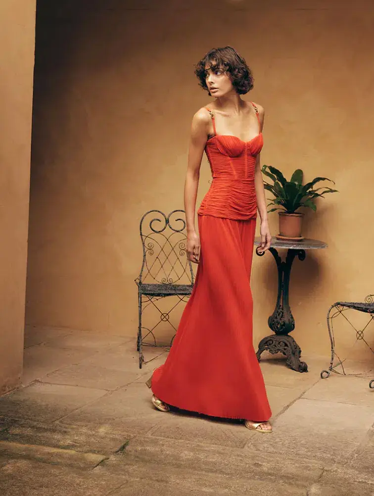 Manning Cartell Double Time Pleat Dress Red Size 8 - Image 7