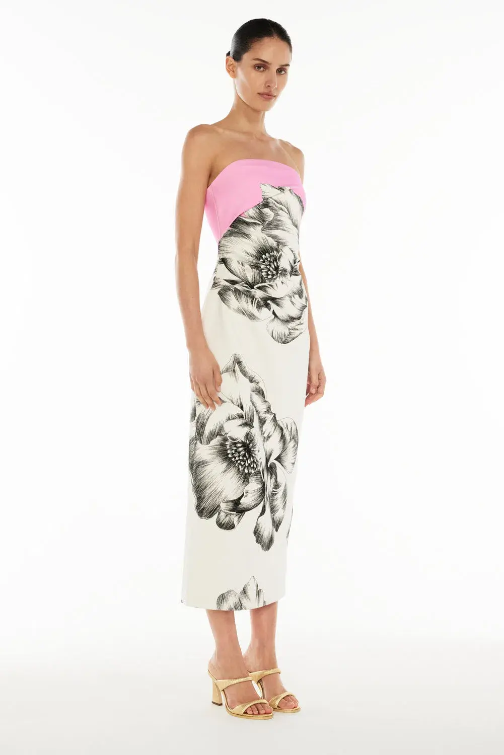 Manning Cartell Overbloom Midi Dress White/Black Floral Size 8 - Image 2
