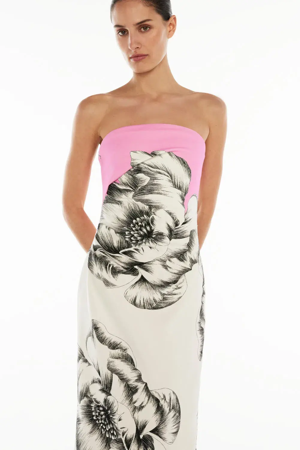 Manning Cartell Overbloom Midi Dress White/Black Floral Size 8 - Image 4