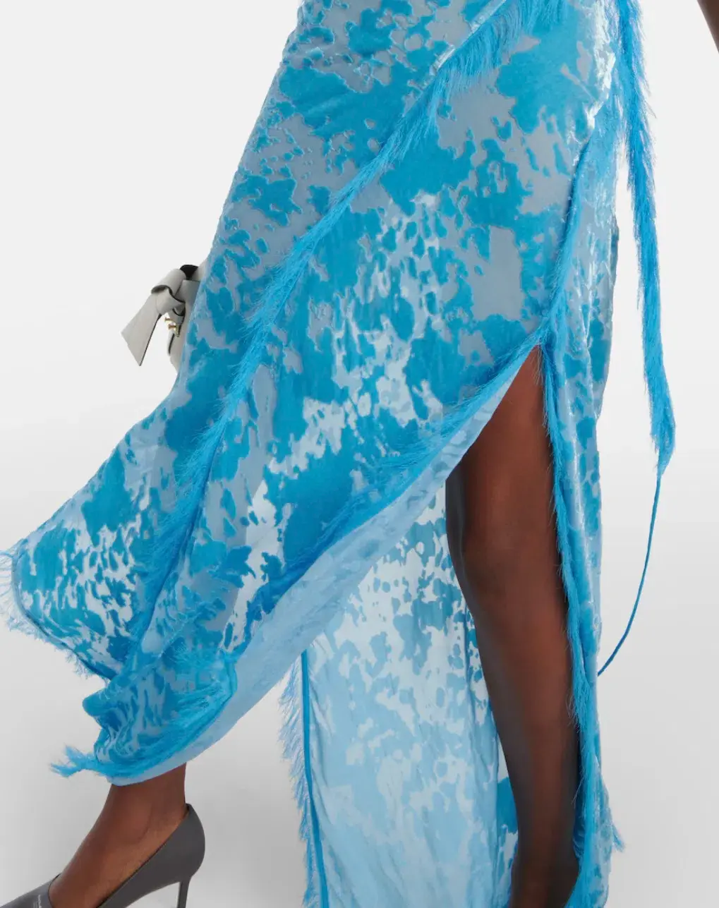 Acne Studios Women's Asymmetric Velvet Maxi Dress Neon Blue Size 34 / AU 6 - Image 5