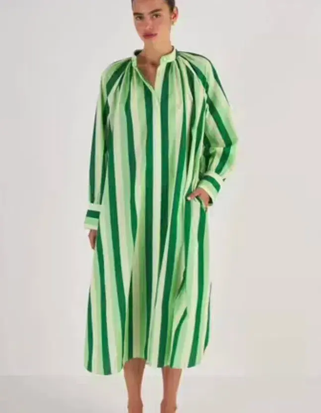 Oroton Multi Stripe Shirt Dress in Garden Size 12 fits 16 - Image 6