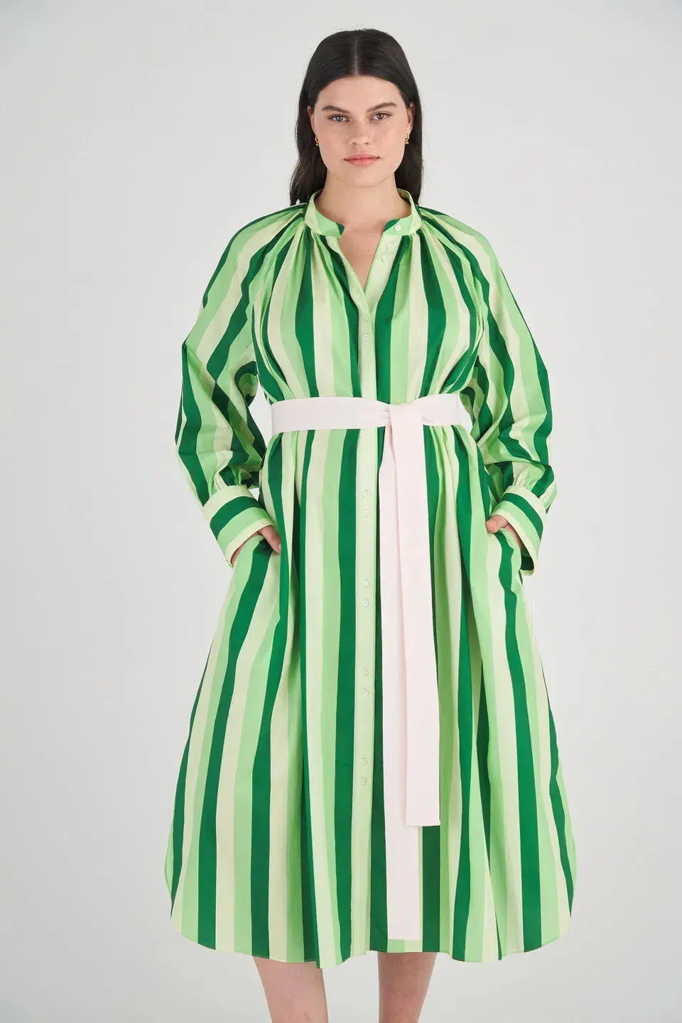 Oroton Multi Stripe Shirt Dress in Garden Size 12 fits 16 - Image 4