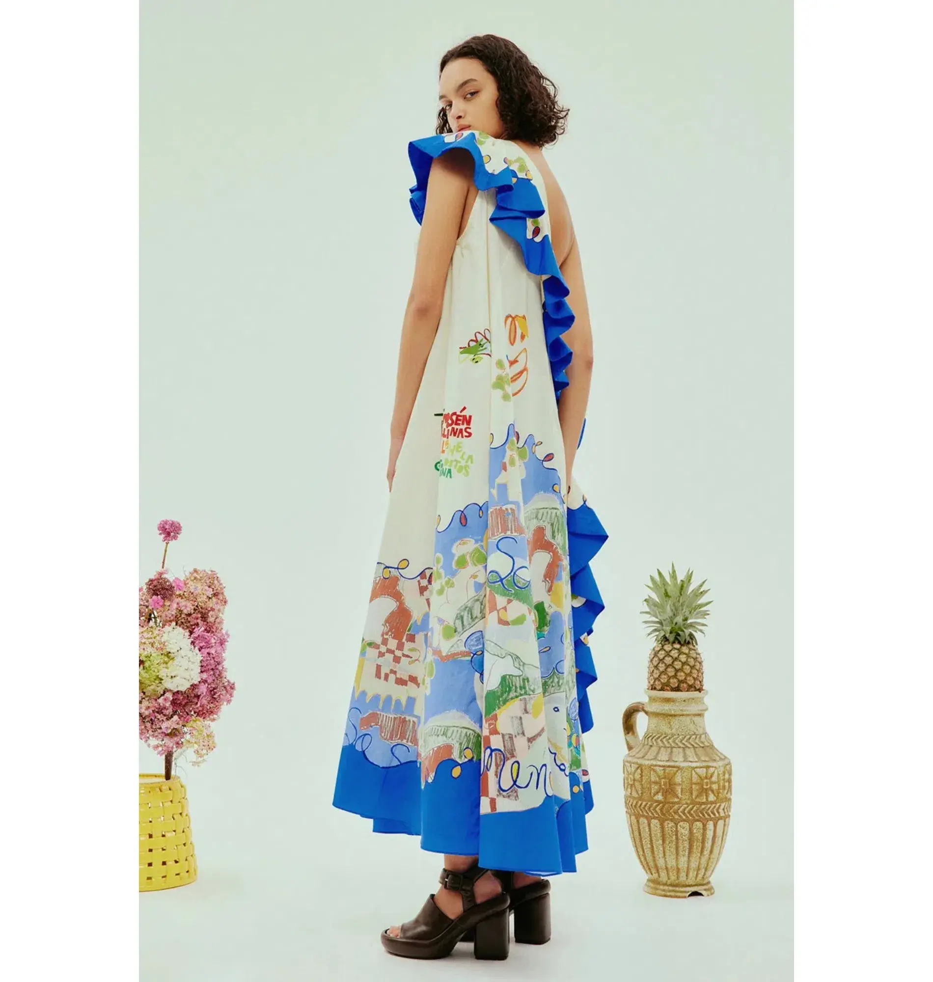 Alemais Nadia One Shoulder Ruffle Dress Multi Size AU 16  - Image 3