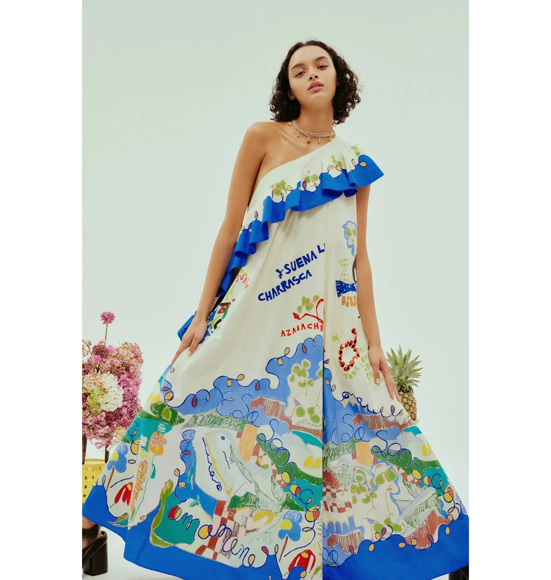 Alemais Nadia One Shoulder Ruffle Dress Multi Size AU 16  - Image 4