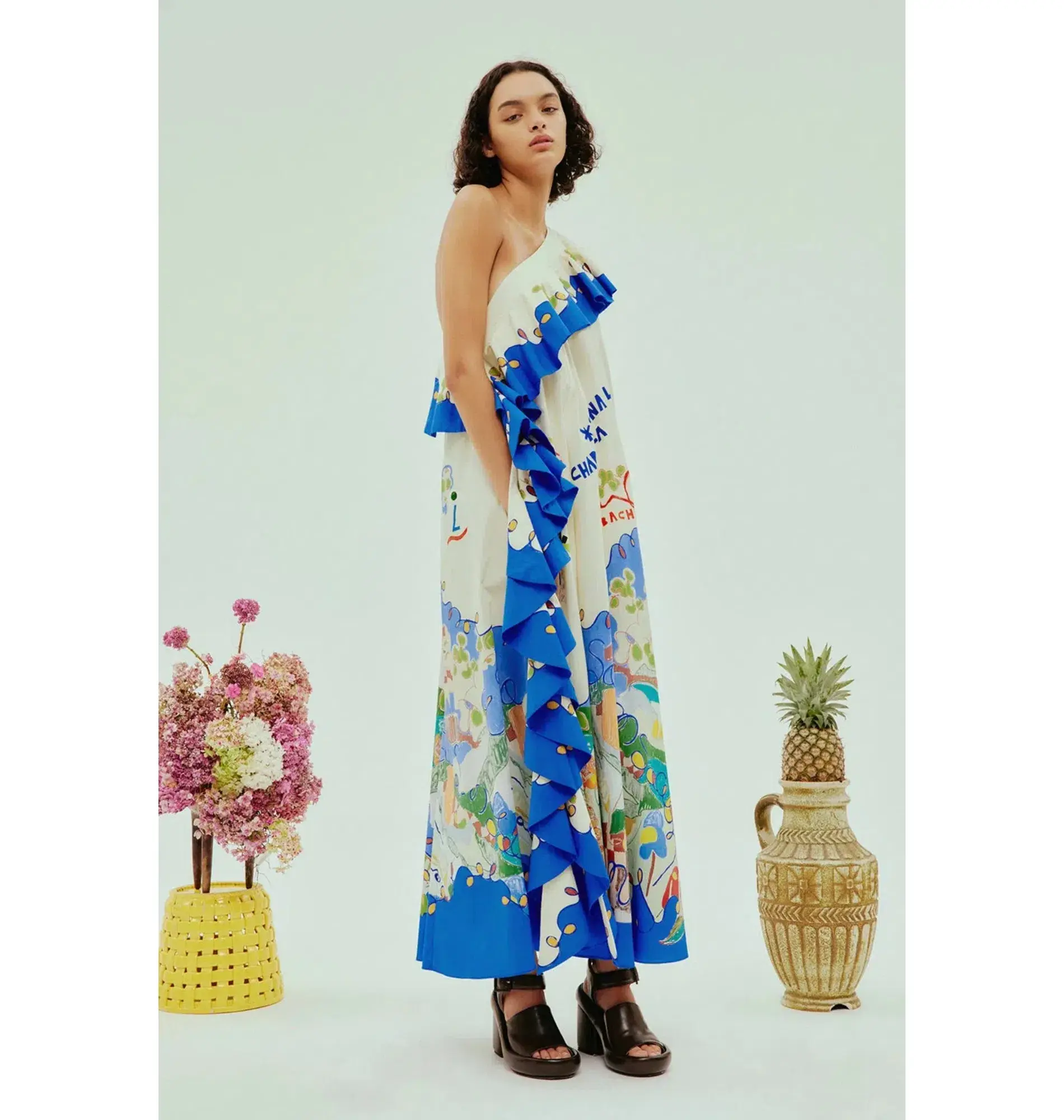 Alemais Nadia One Shoulder Ruffle Dress Multi Size AU 16  - Image 2