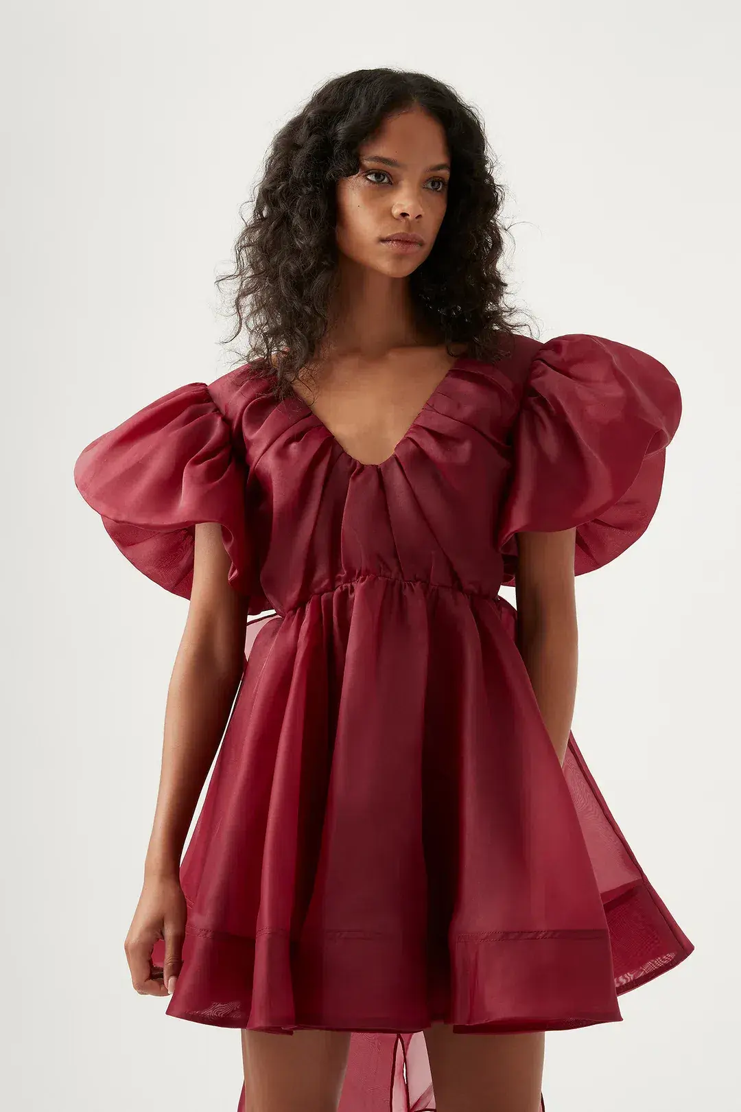 Aje Gretta Organza Mini Dress Burgundy Size 8 - Image 2