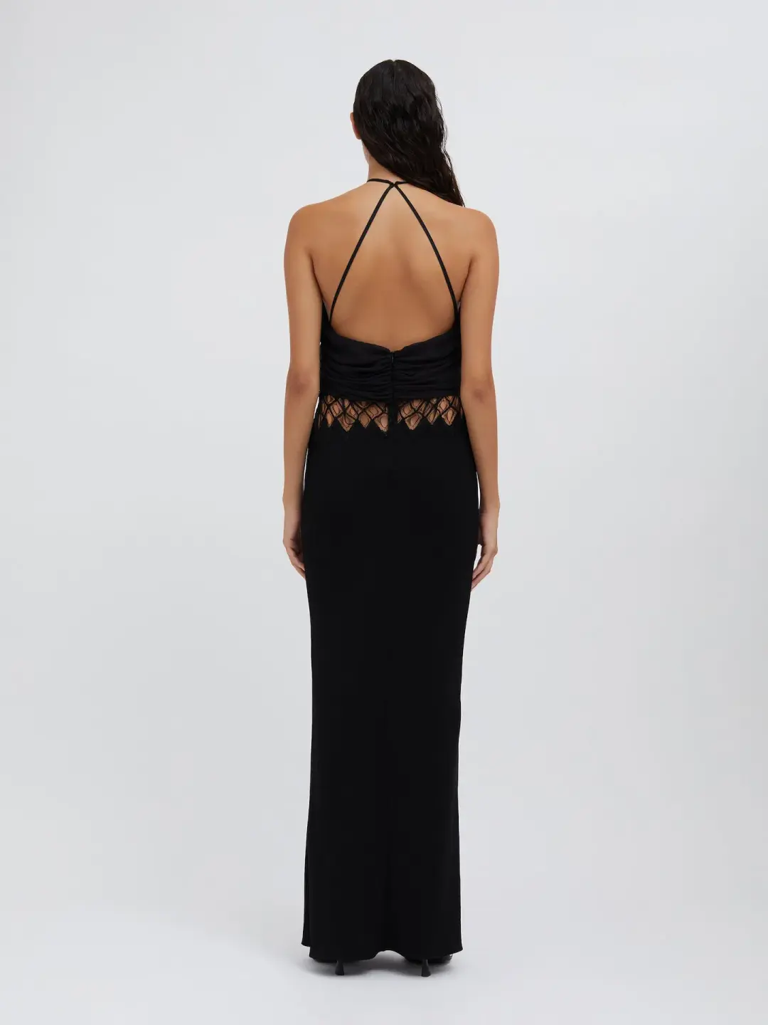 Christopher Esber Fluted Silk Column Dress Black Size AU 6 for rent on The Volte - main image