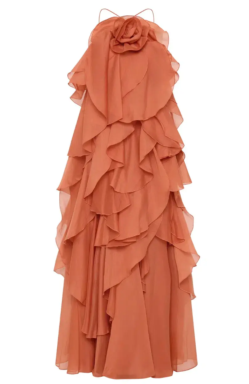 Aje Pandorea Layered Maxi Dress Coral Clay Size 14 - Image 4