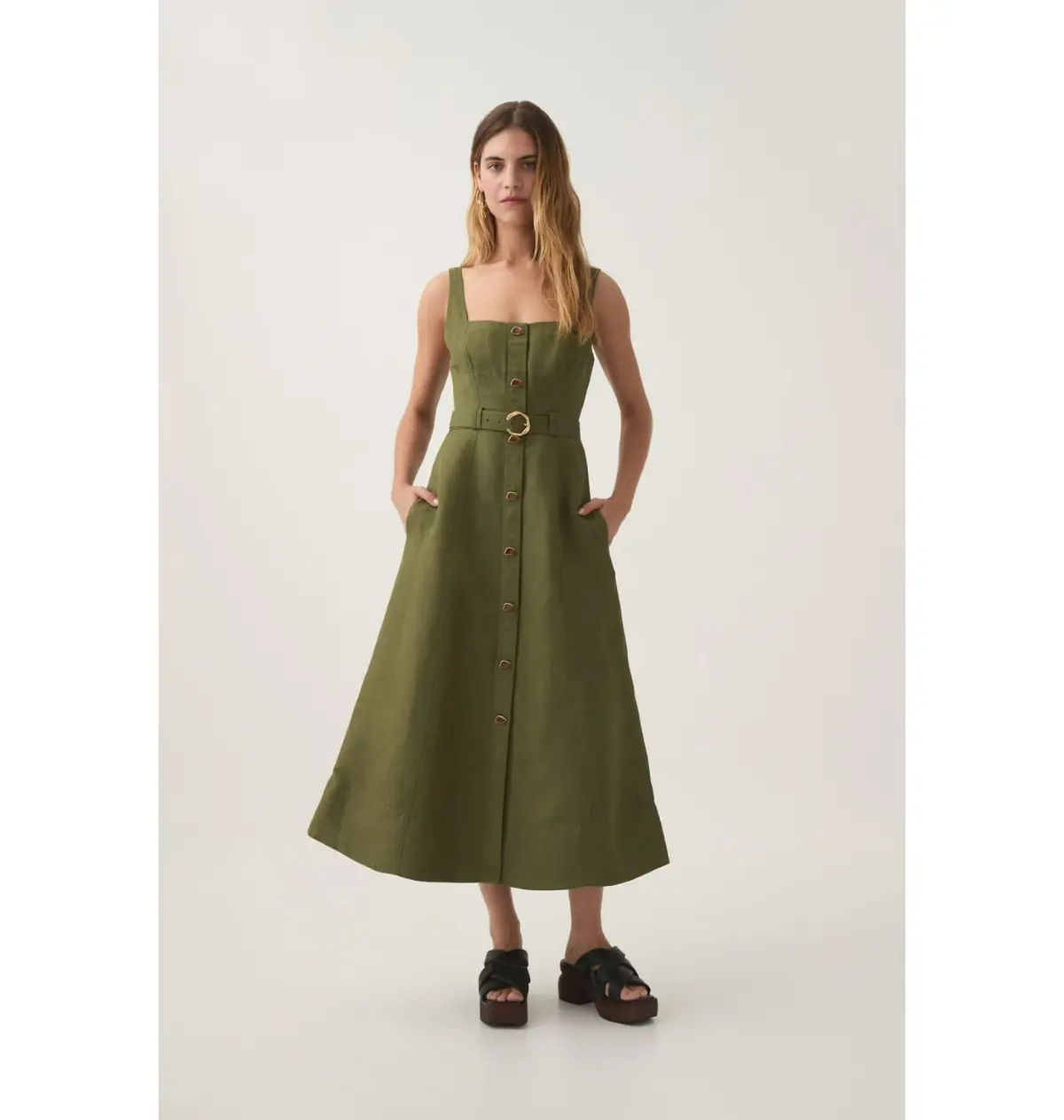 Aje Axle Utility Midi Dress in Palm Green Size AU 8 - Image 1