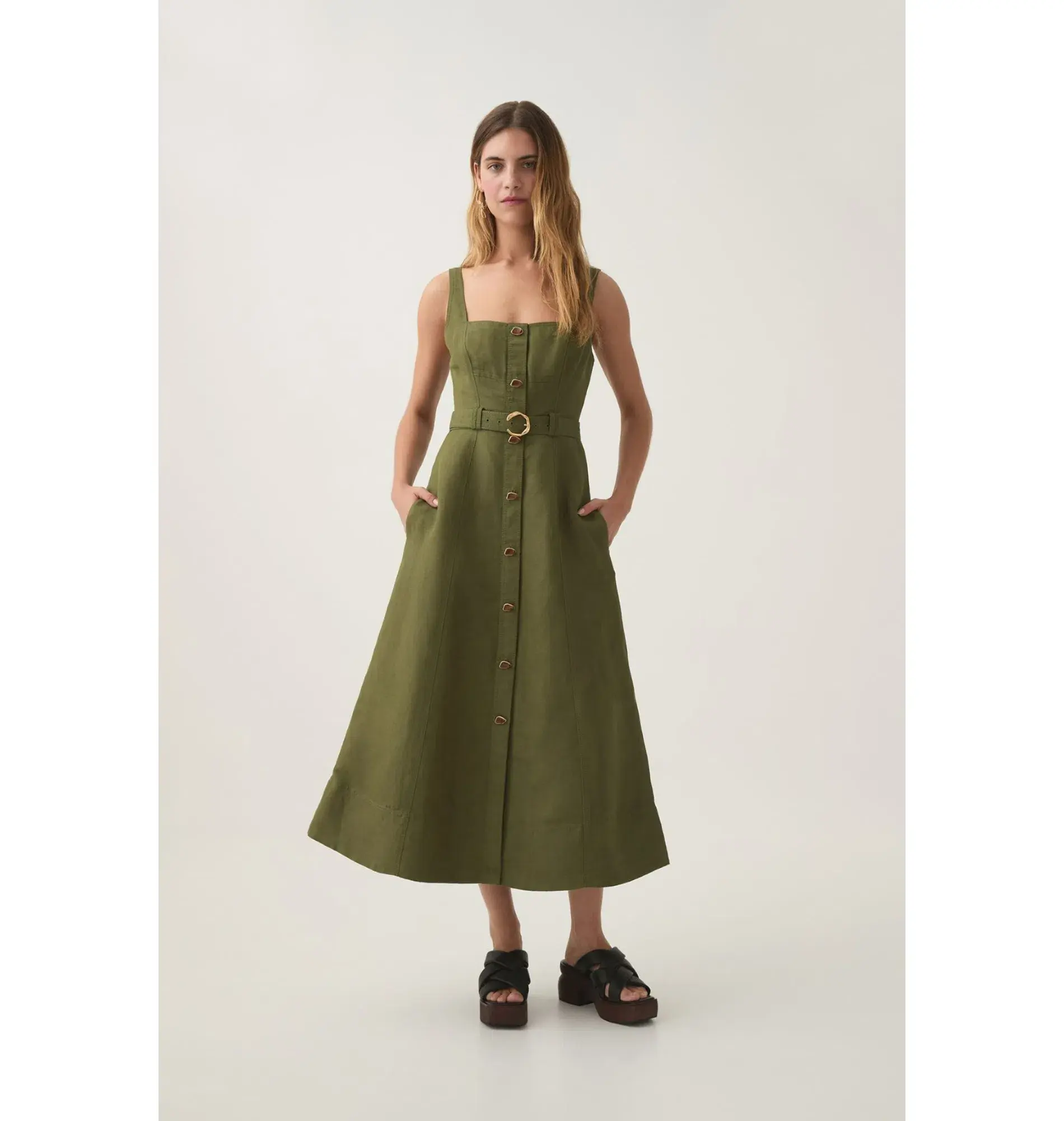 Aje Axle Utility Midi Dress in Palm Green Size AU 8 - Image 1
