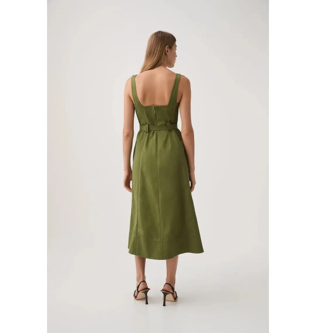 Aje Axle Utility Midi Dress in Palm Green Size AU 8 for rent on The Volte - main image