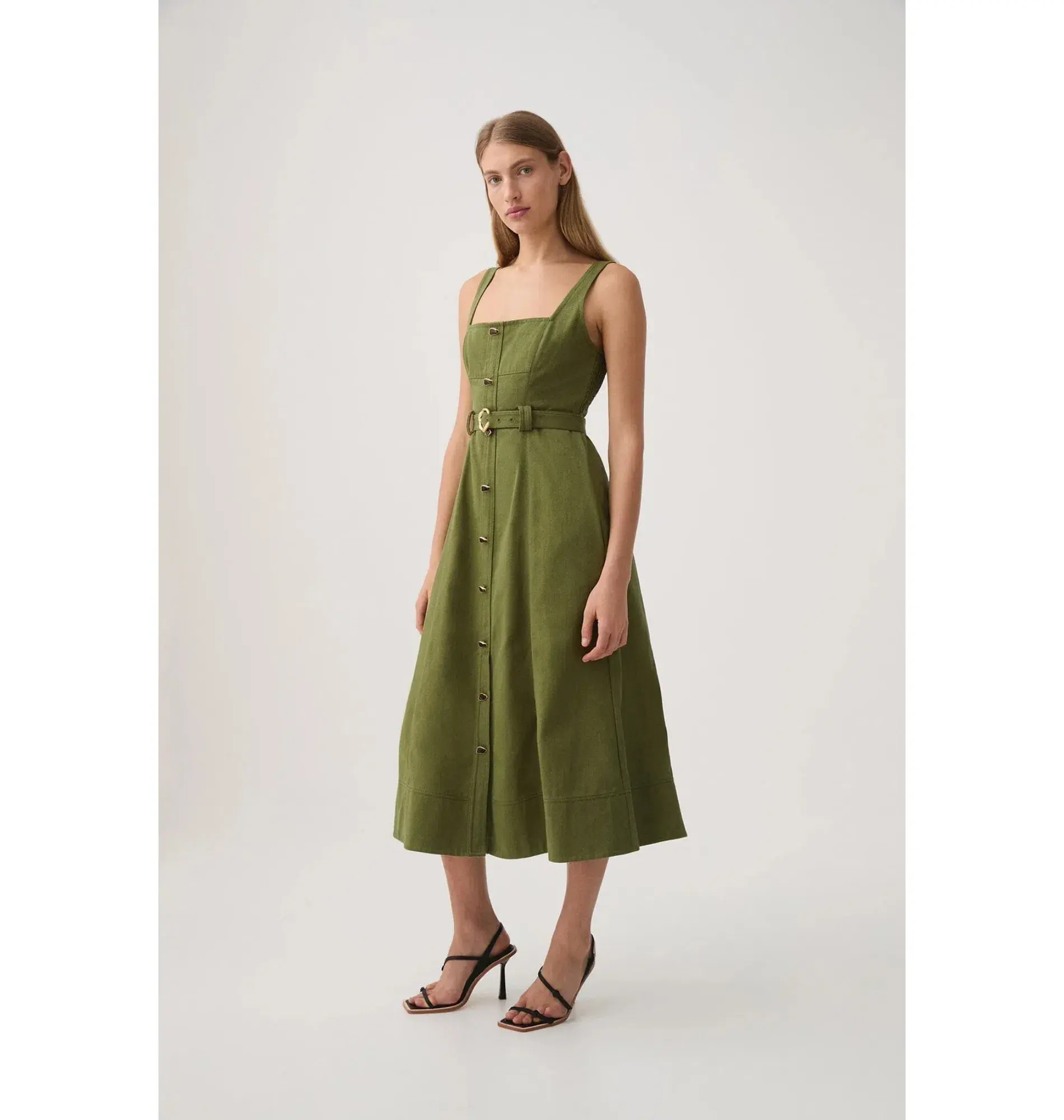Aje Axle Utility Midi Dress in Palm Green Size AU 8 - Image 2