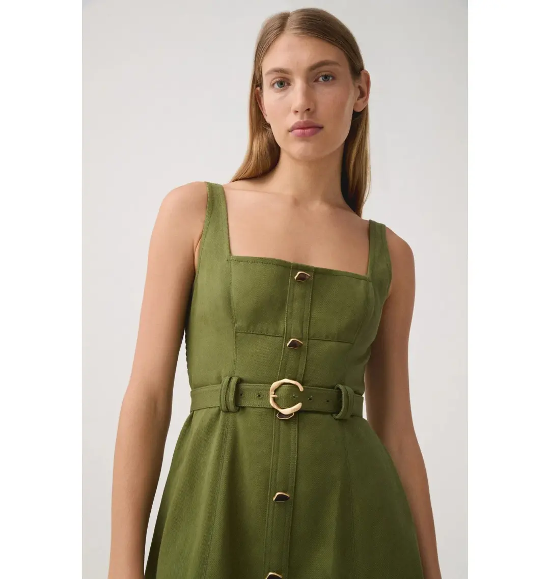 Aje Axle Utility Midi Dress in Palm Green Size AU 8 for rent on The Volte - main image