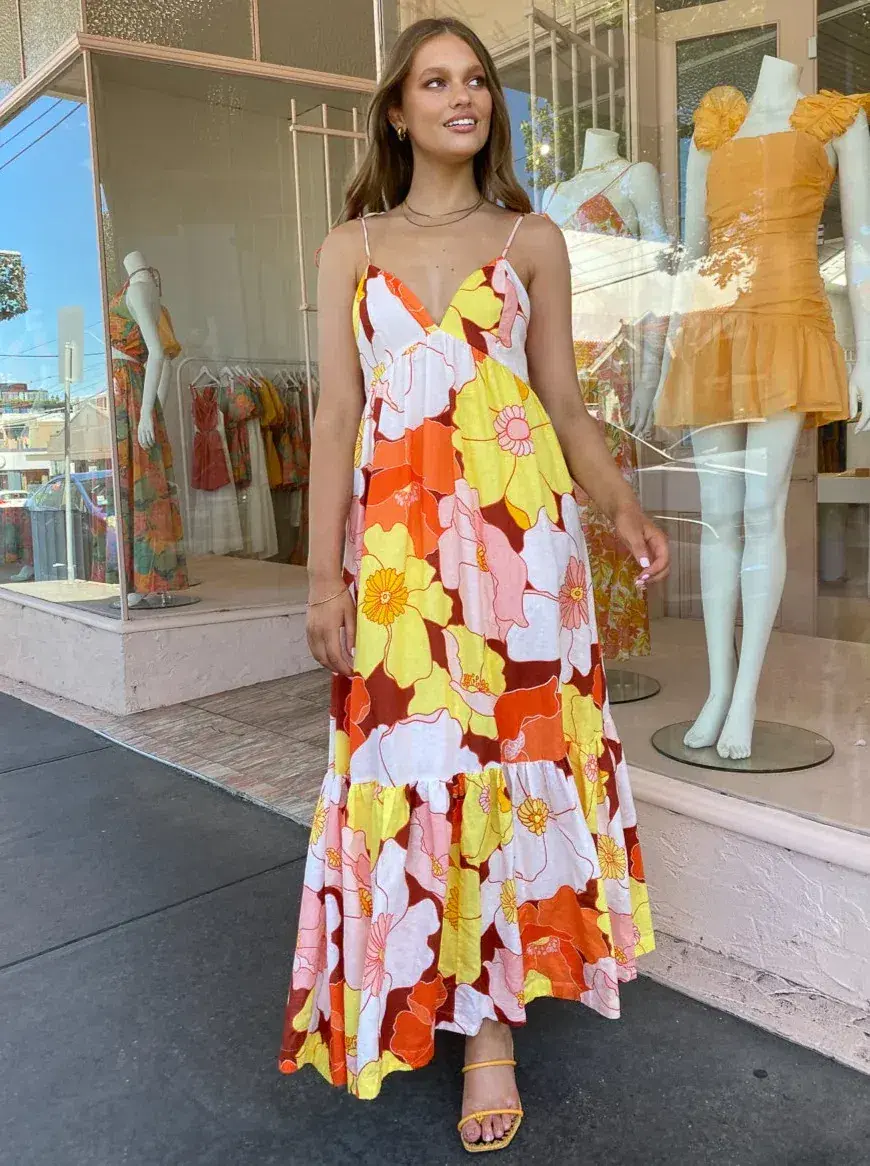 Steele Farida Maxi Dress Floral Size AU 8 - Image 3