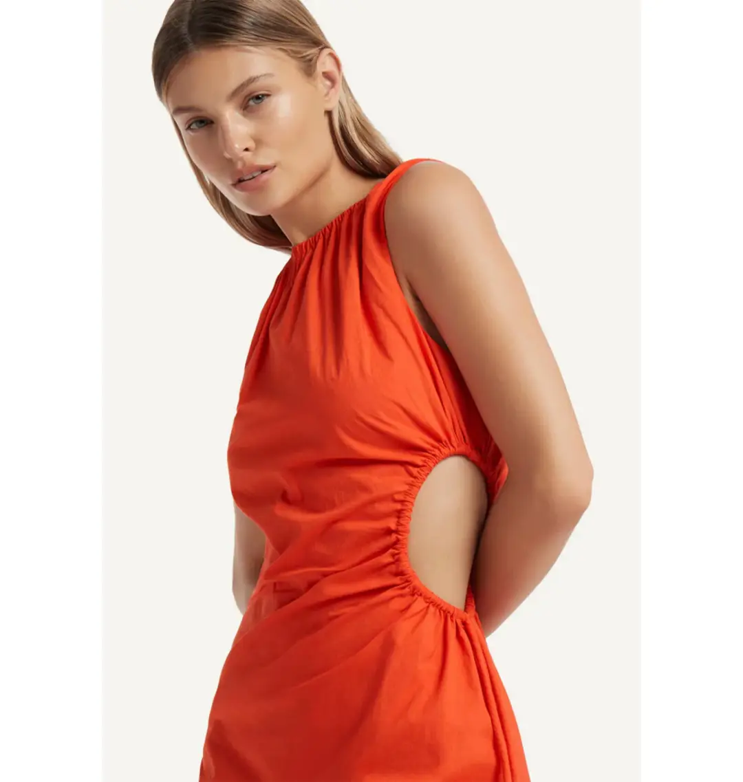 Sir the Label Anja Cut Out Dress Mandarin Red Size 1 / AU 8 for rent on The Volte - main image