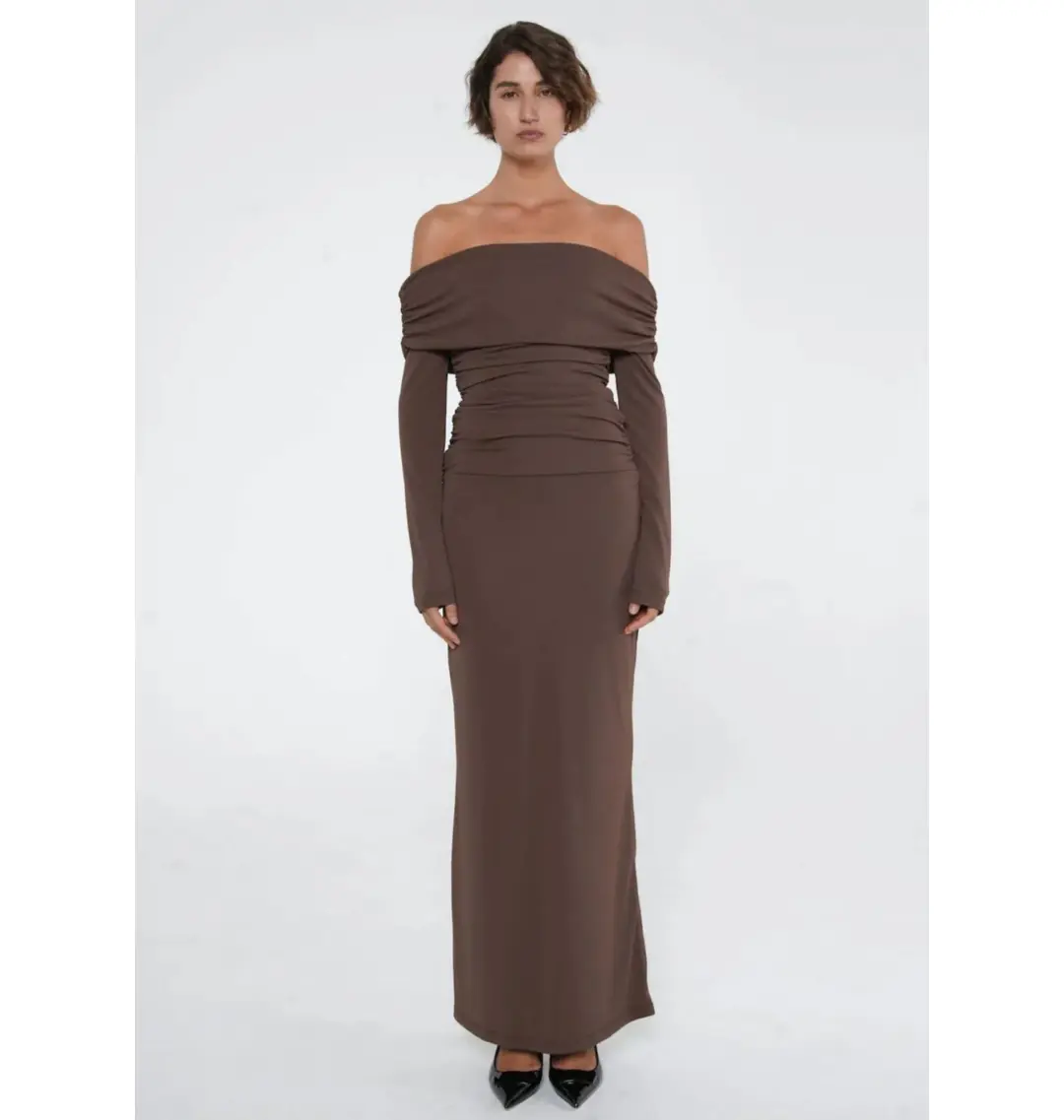 Benni Lorena Maxi Dress Ash Brown Size AU 6 for rent on The Volte - main image