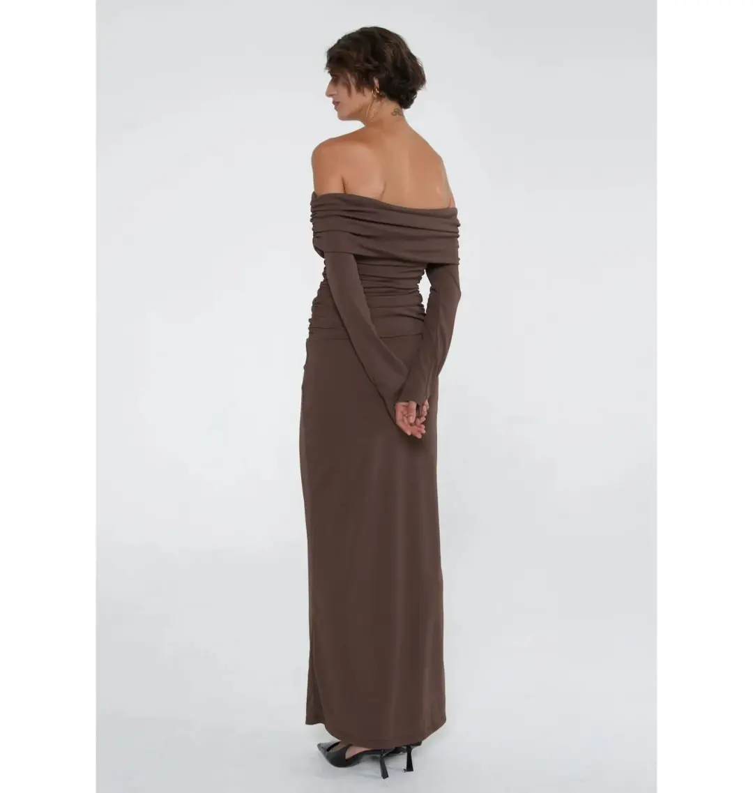 Benni Lorena Maxi Dress Ash Brown Size AU 10  for rent on The Volte - main image