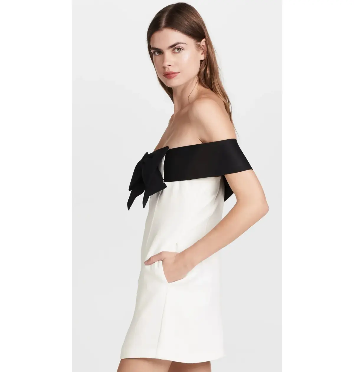 Self-Portrait Off-Shoulder Bow Mini Dress White Size AU 6 - Image 4