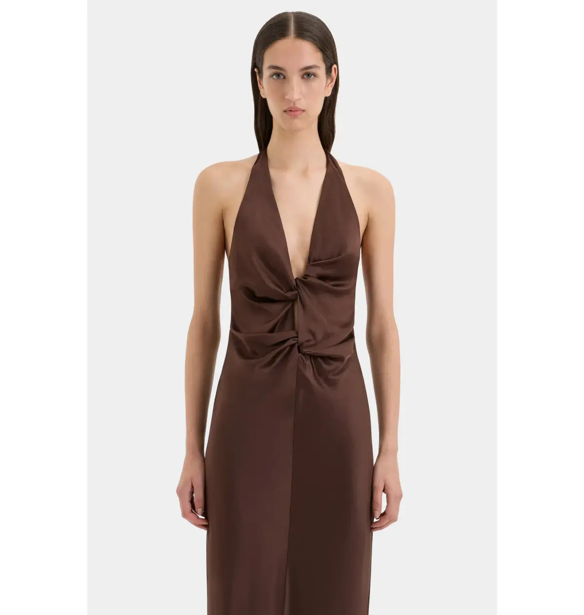 Sir The Label  Como Twist Dress in Chocolate Size 3 / AU 12 - Image 3