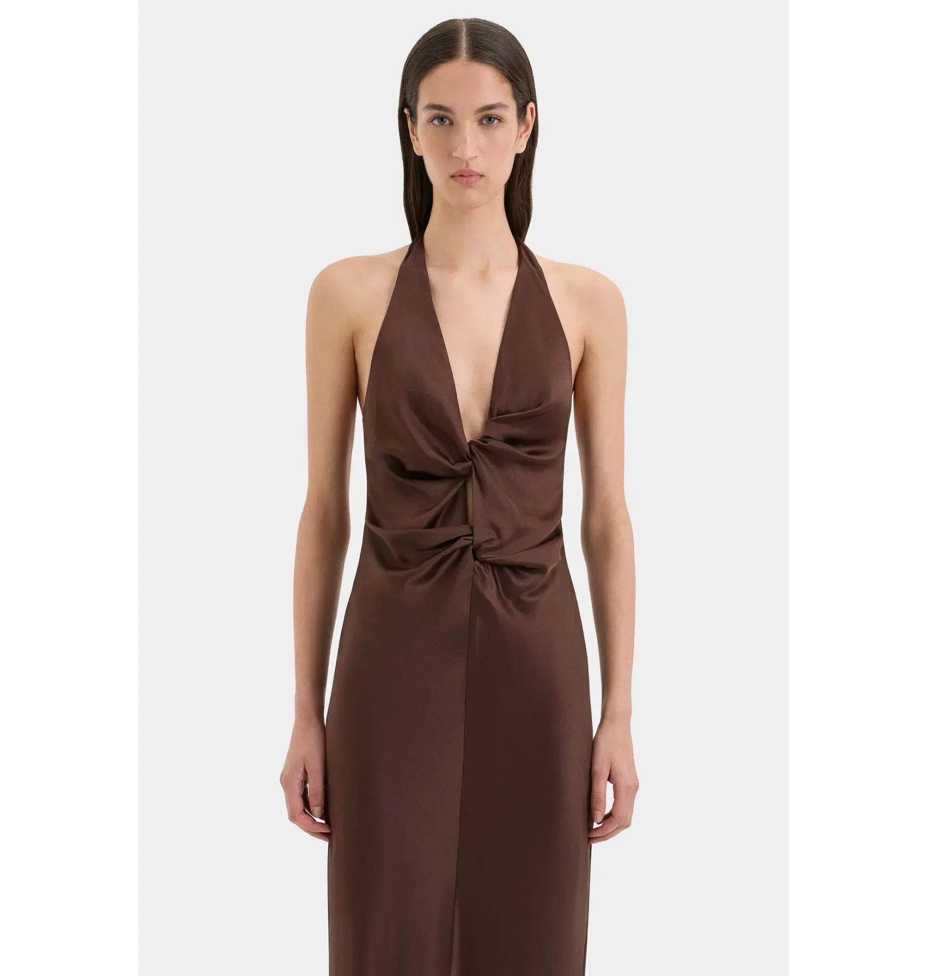 Sir The Label  Como Twist Dress in Chocolate Size 3 / AU 12 - Image 3