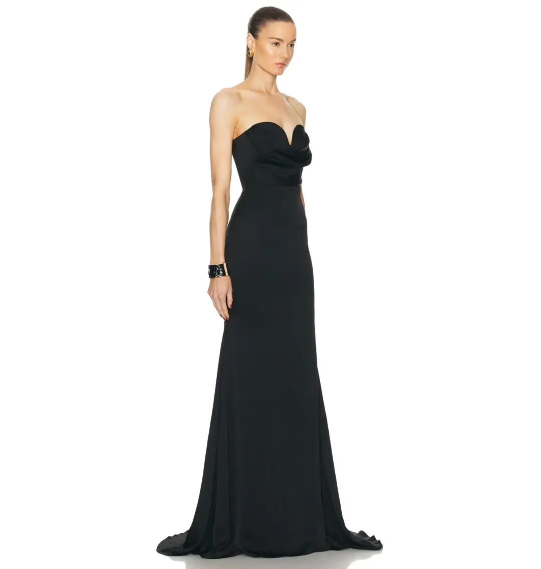 Alex Perry Strapless Sweetheart Drape Gown Black Size AU 8 for rent on The Volte - main image