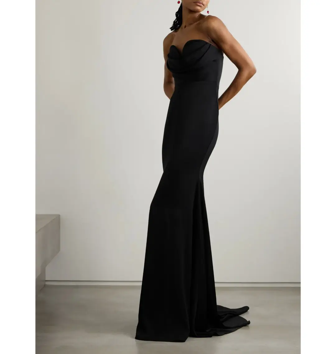 Alex Perry Strapless Sweetheart Drape Gown Black Size AU 8 for rent on The Volte - main image