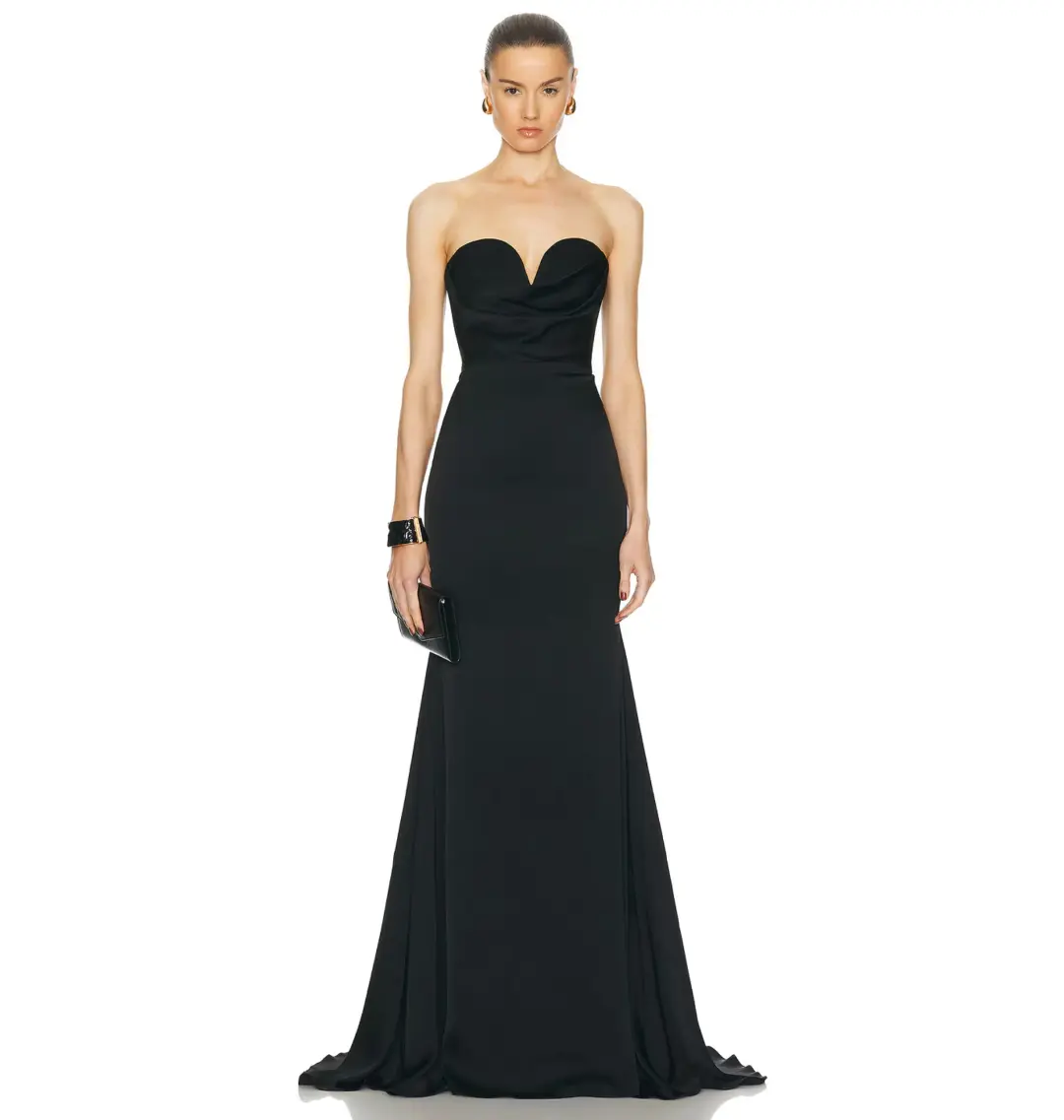 Alex Perry Strapless Sweetheart Drape Gown Black Size AU 8 for rent on The Volte - main image