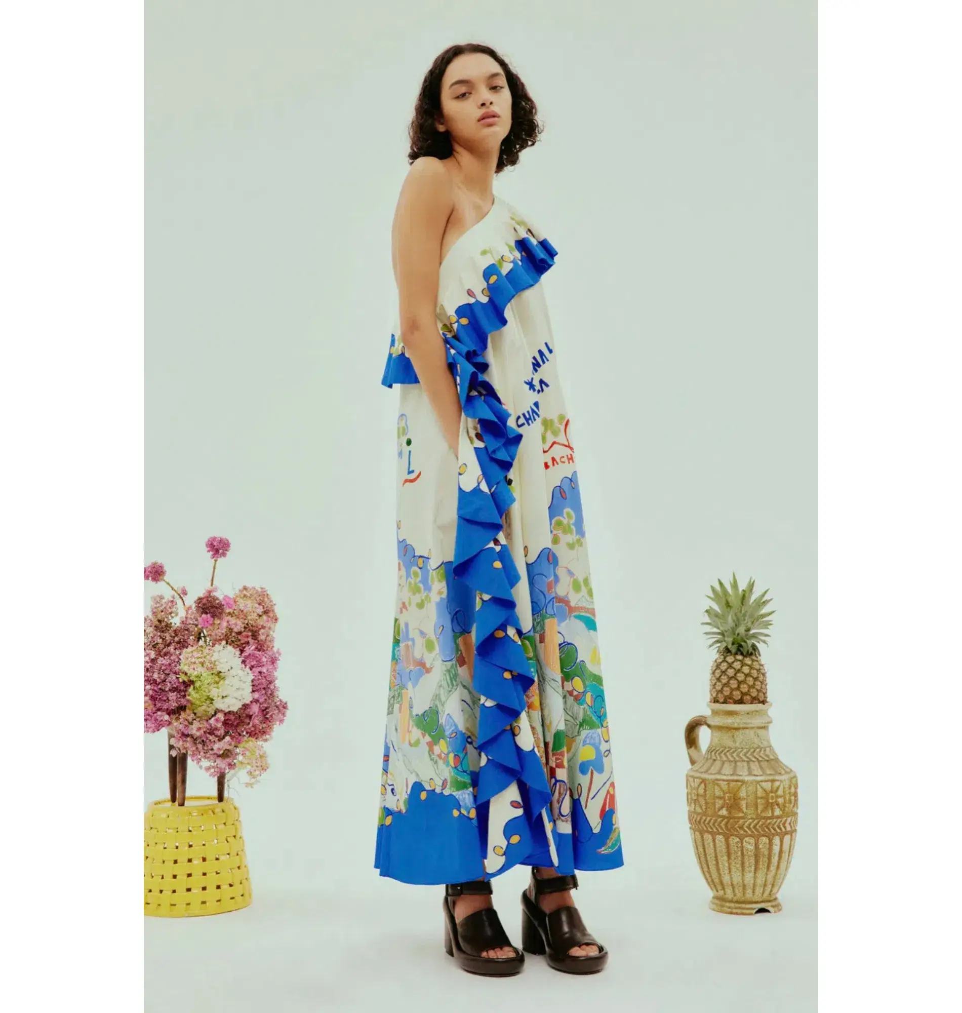 Alemais Nadia One Shoulder Ruffle Dress Multi Size AU 14 - Image 2
