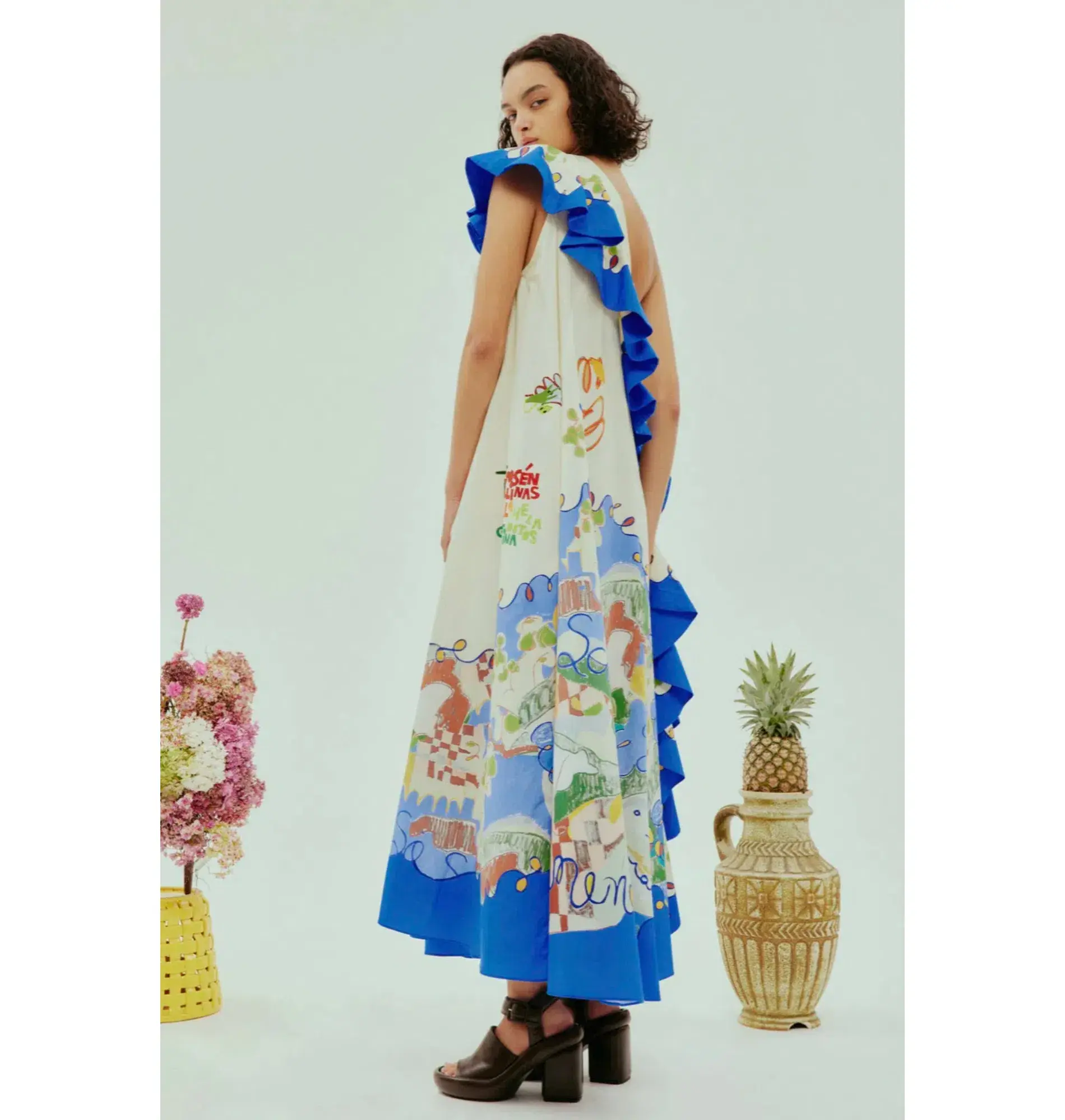Alemais Nadia One Shoulder Ruffle Dress Multi Size AU 14 - Image 3
