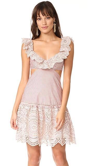 Zimmermann Meridian Stripe Frill Dress Red Stripe Size 6 - Image 3