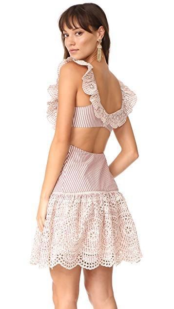 Zimmermann Meridian Stripe Frill Dress Red Stripe Size 6 - Image 4