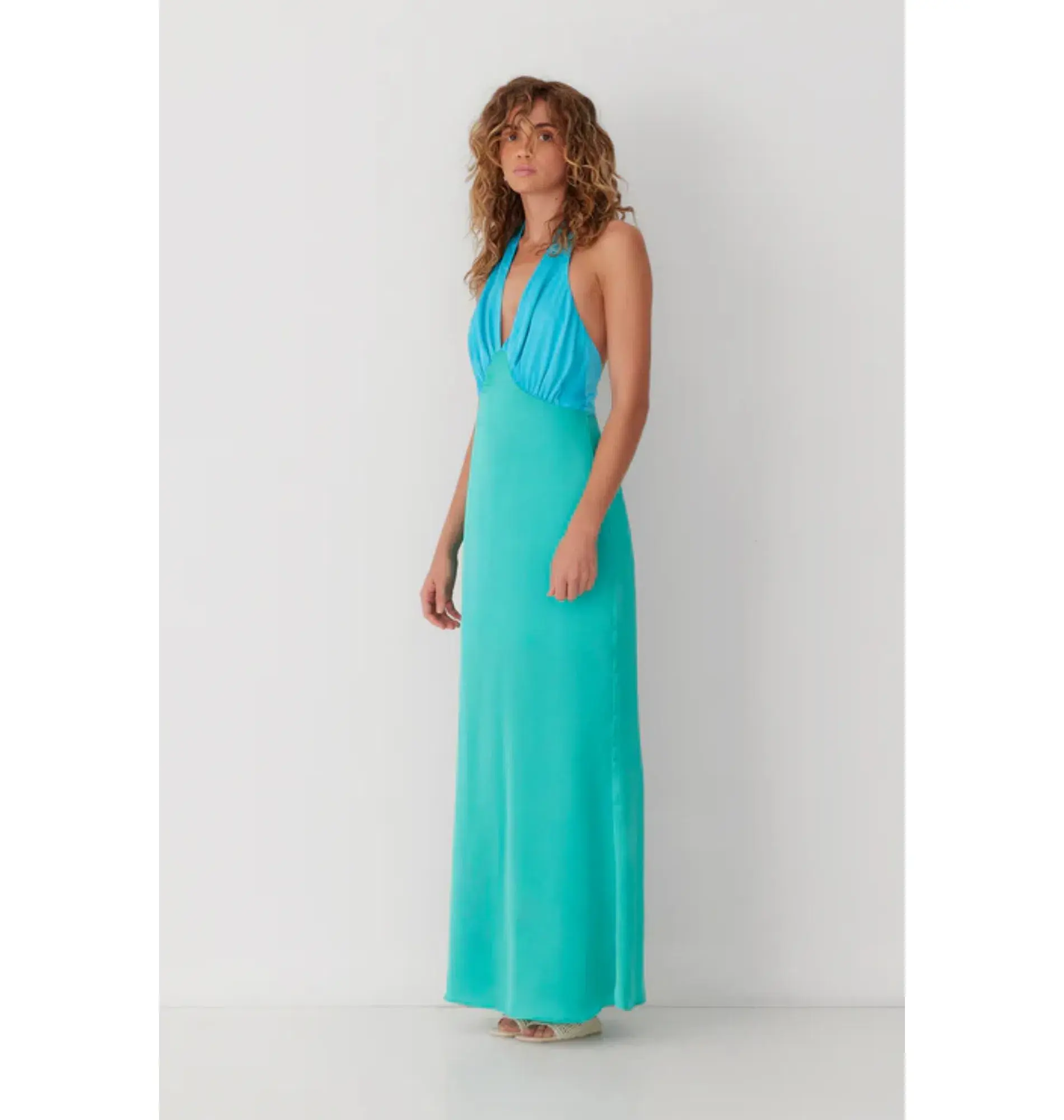 The Wolf Gang Oahu Slip Dress In Aquamarine Size AU 10 - Image 2