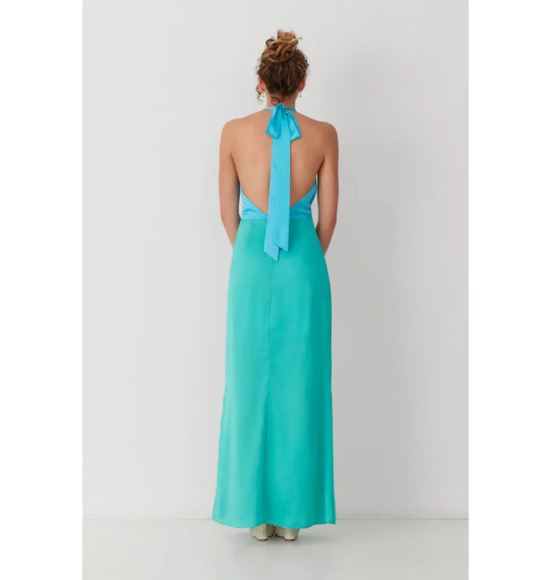 The Wolf Gang Oahu Slip Dress In Aquamarine Size AU 10 - Image 3