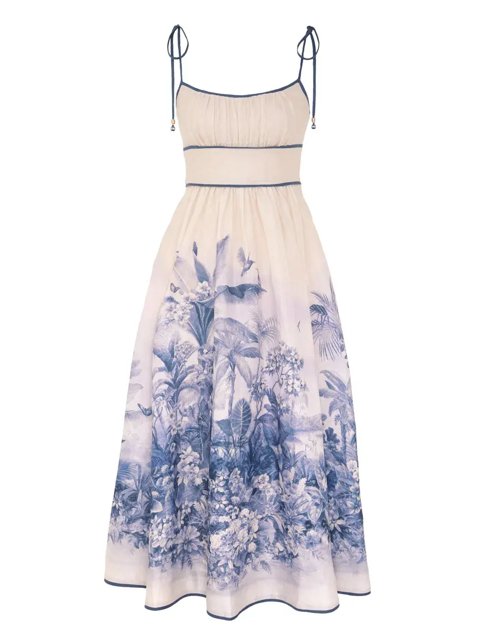 Zimmermann Wylie Picnic Midi Dress Blue Palm Size 2 / AU 12 - Image 3
