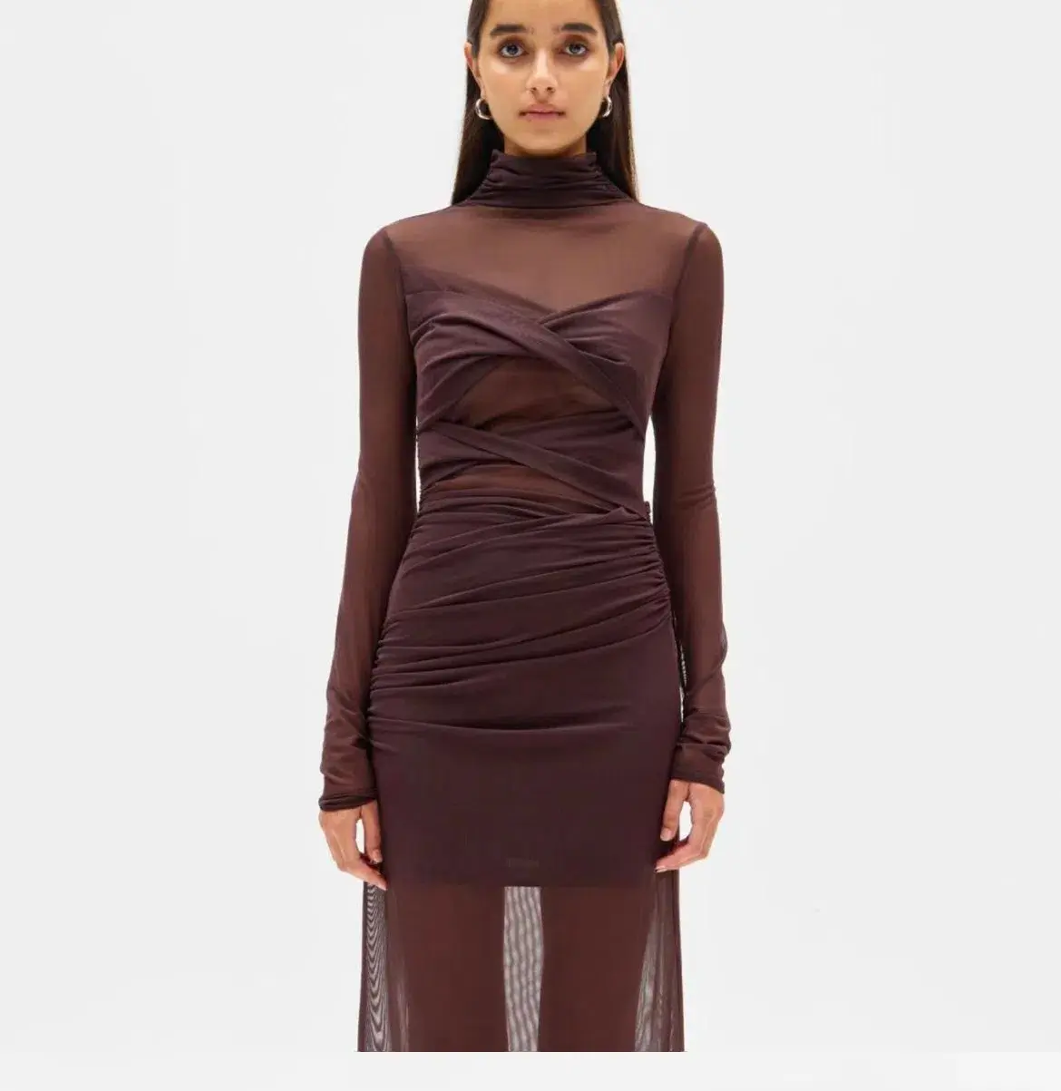 MISHA Madigral Mesh Dress Chocolate Size 10/M - Image 1
