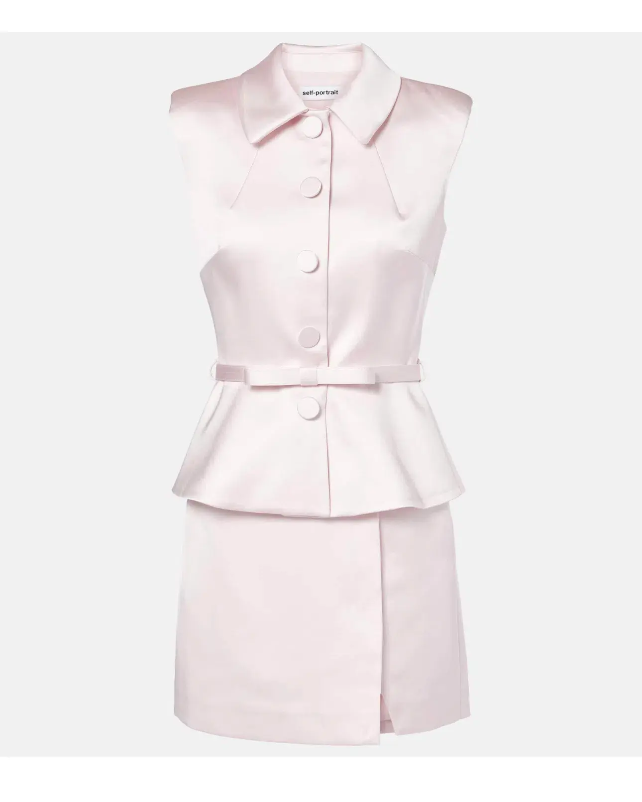 Tailored Satin Mini Dress in Pink - Image 4